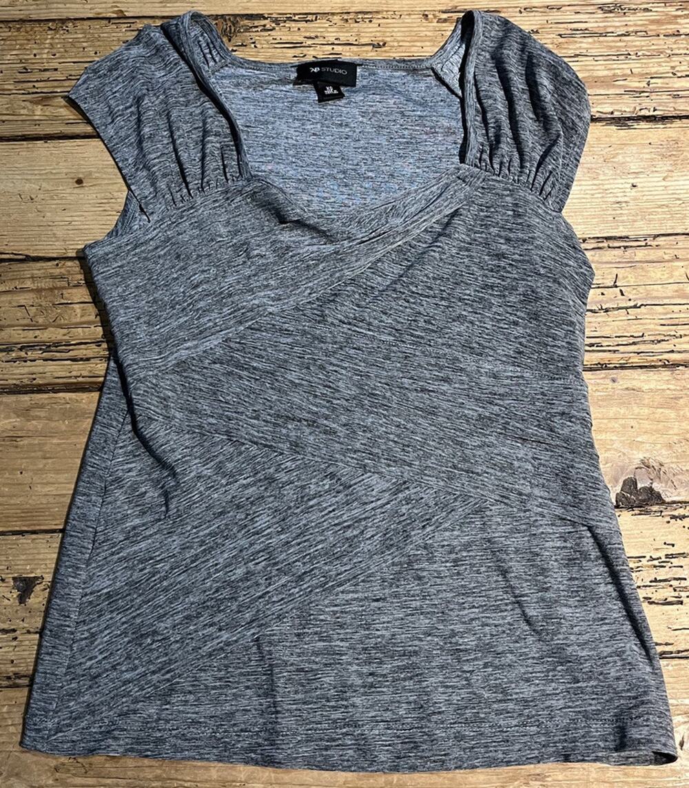 AB Studio Womens Size XS Grey Scoop Neck Sleeveless Blouse NWOT